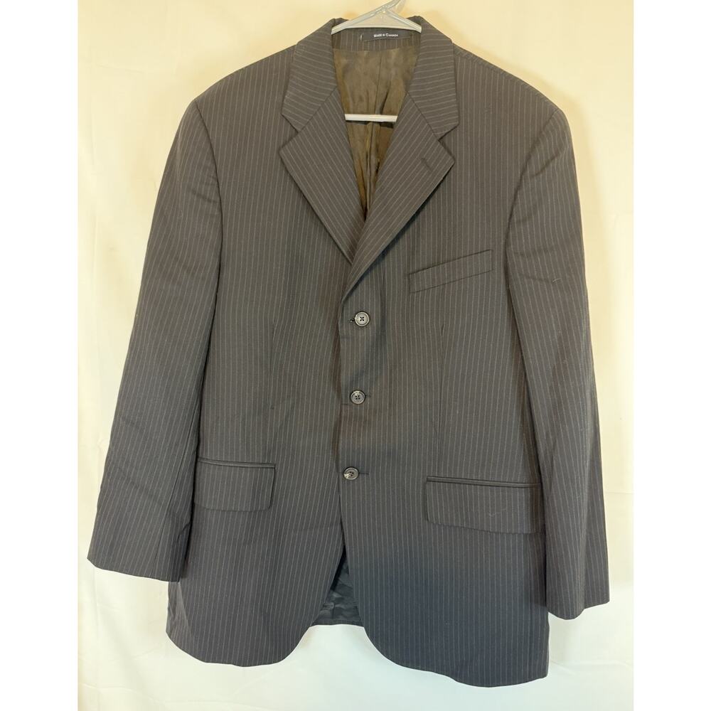 Men’s Ralph Lauren 40R Black‎ Pin Stripe 3 Button Blazer Wool